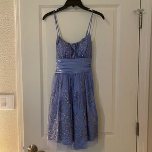 Elegant Blue Spaghetti Strap Dress